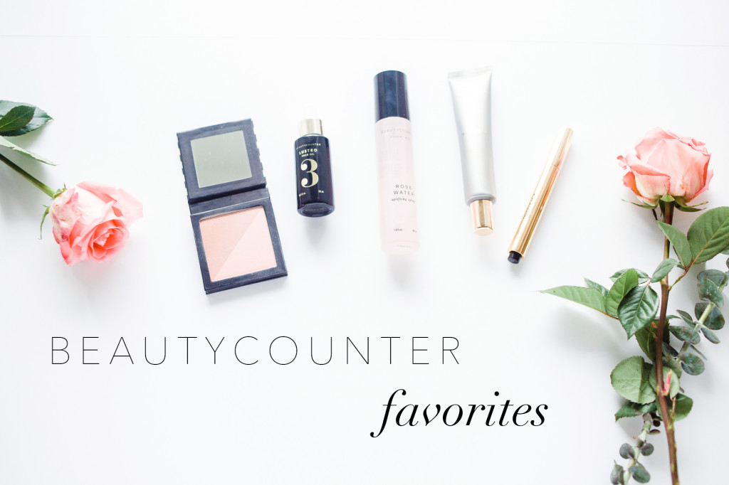 beautycounter rose water facial mist, beautycounter skin tint complexion foundation, beautycounter concealer, beautycounter oil 3, beautycounter blush duo tawny/whisper, beautycounter review, beautycounter favorites