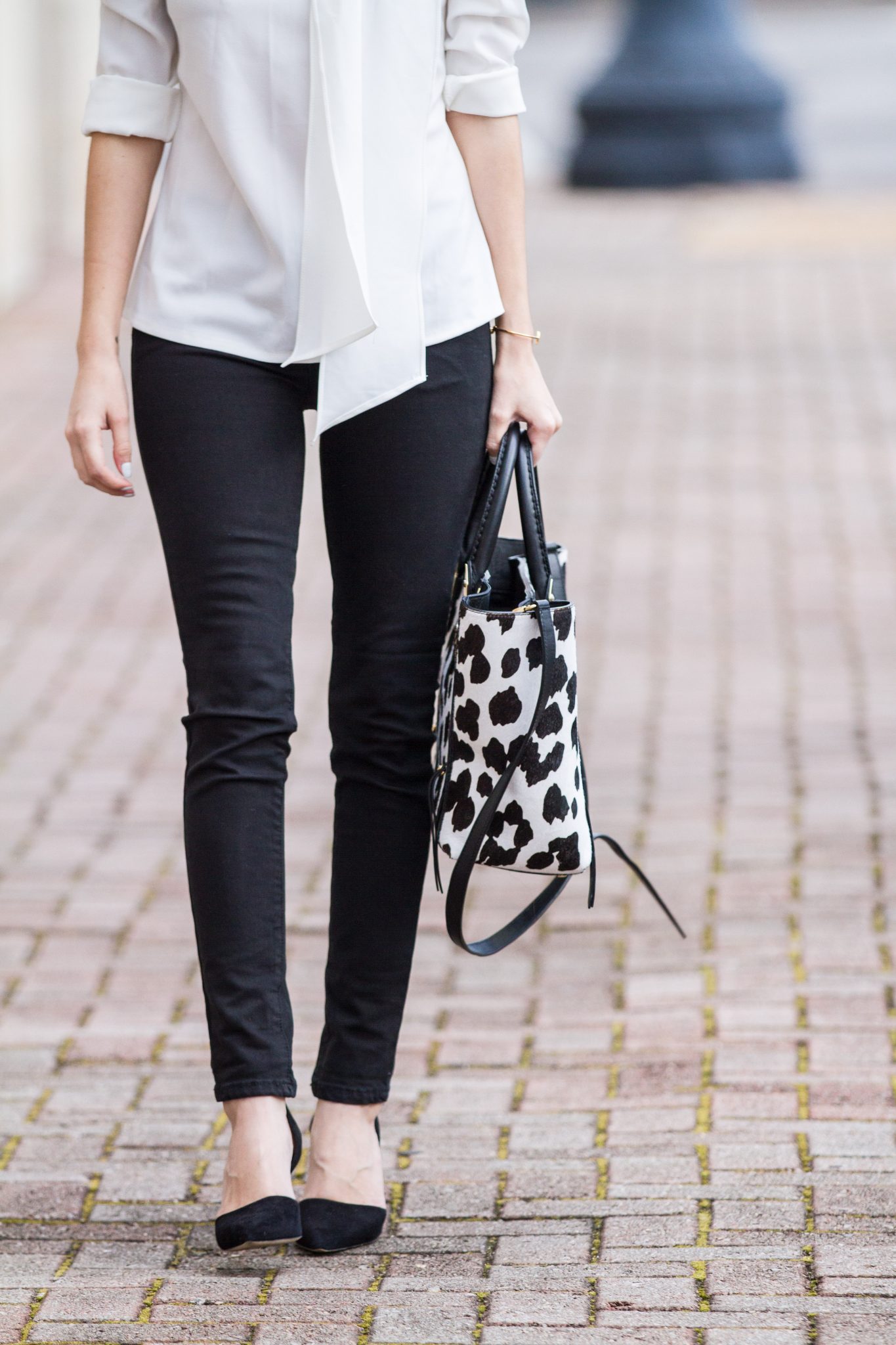 work outfit, work style, boss lady, girl boss, business casual, henri bendel, high neck blouse, work outfit ideas, work appropriate style, black and white outfits
