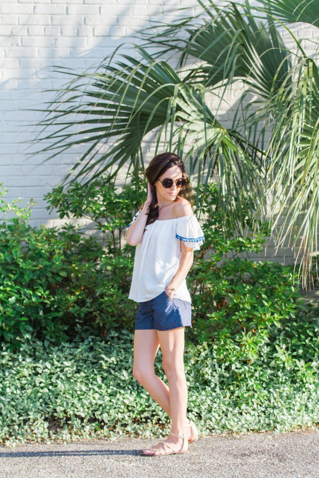 poms, off the shoulder, summer style, casual style