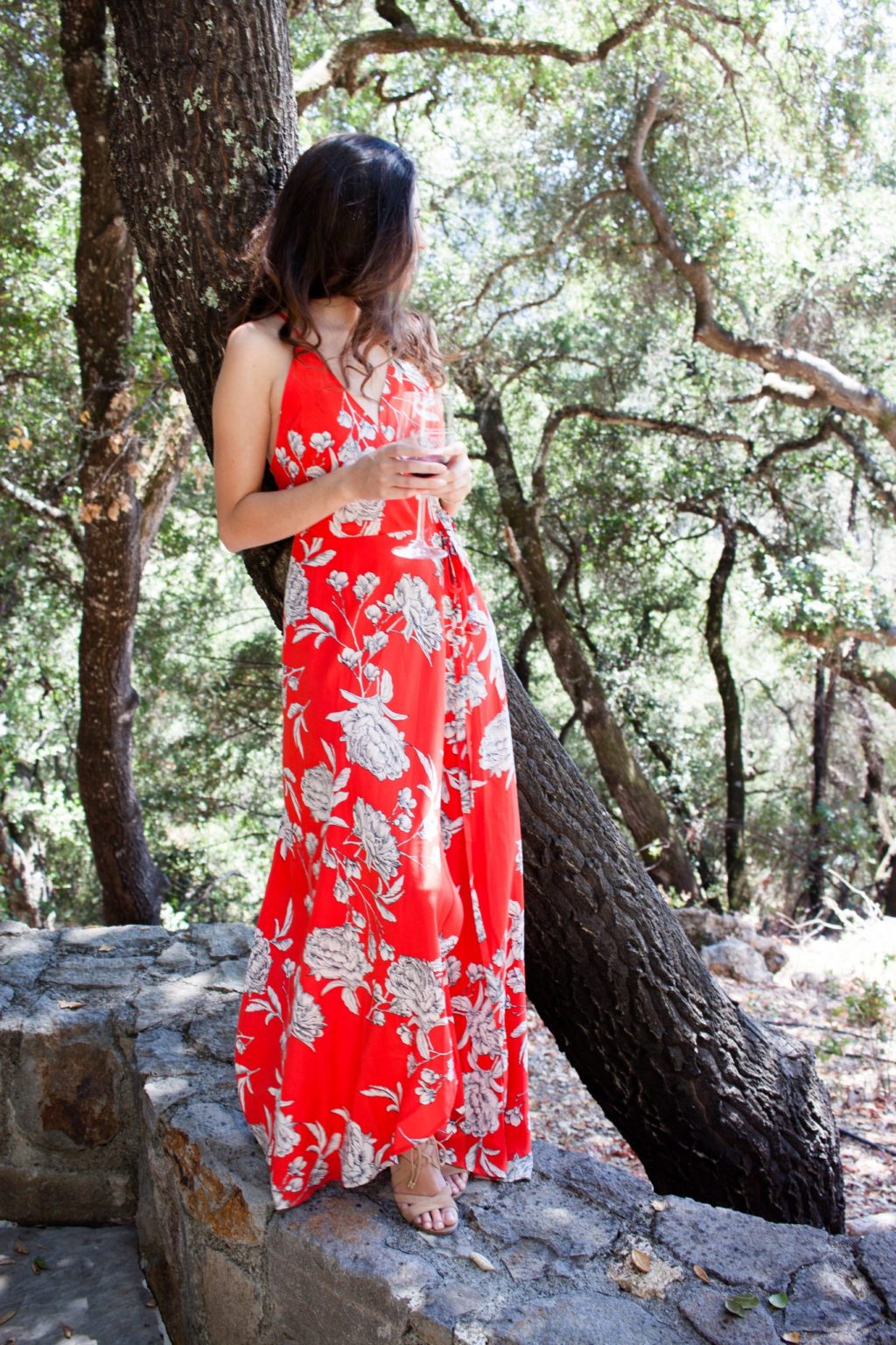 hall wines, rombauer winery, somerston estate wines, napa valley, wine country, what to wear in napa, maxi dress, yumi kim Rush Hour Maxi Dress in Red Carnation, Sam Edelman Yardley Lace Up Sandals, napa valley wineries, perata luxury tours