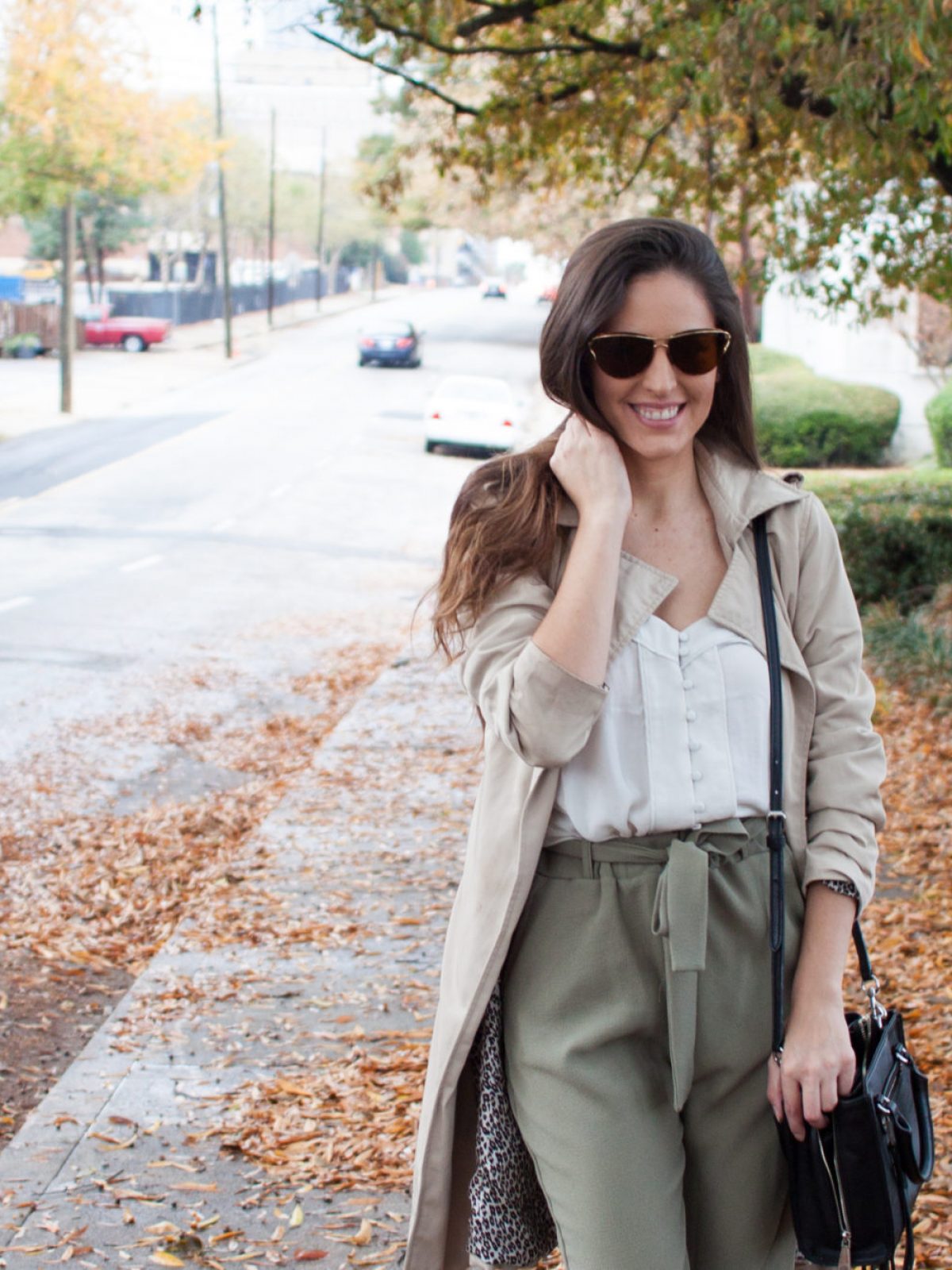 fall earth tones, fall style, classic fall style, trench coat, rebecca minkoff side zip mini regan tote, fall office style, wearing colors in the fall, fall in the south, atlanta style blogger