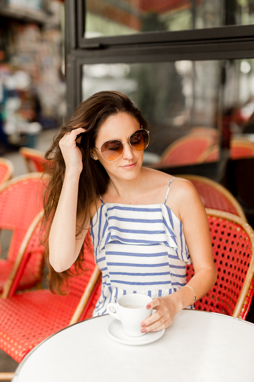 How to style a jumpsuit, cafes in paris, what to do in paris, how to wear a jumpsuit, what to wear in paris, what to wear in europe, summer outfit ideas, spring outfit ideas, spring style, summer style, round gold sunglasses