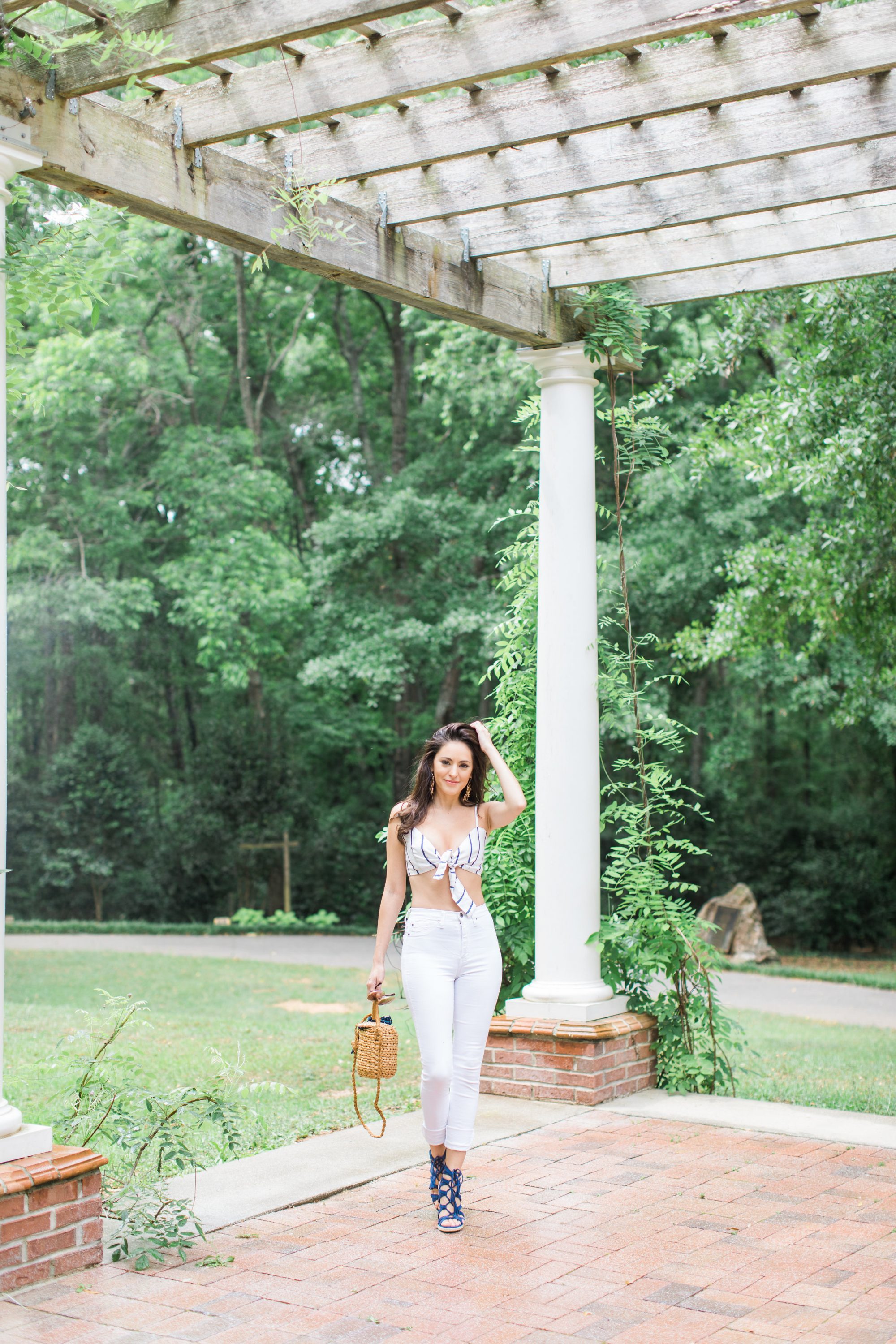 Baublebar Blossom Drop Earrings, FAITHFULL THE BRAND Garnier Top, spring outfit ideas, summer outfit ideas, what to wear for memorial day, what to wear for july 4, fourth of july outfit ideas, summer outfit inspiration