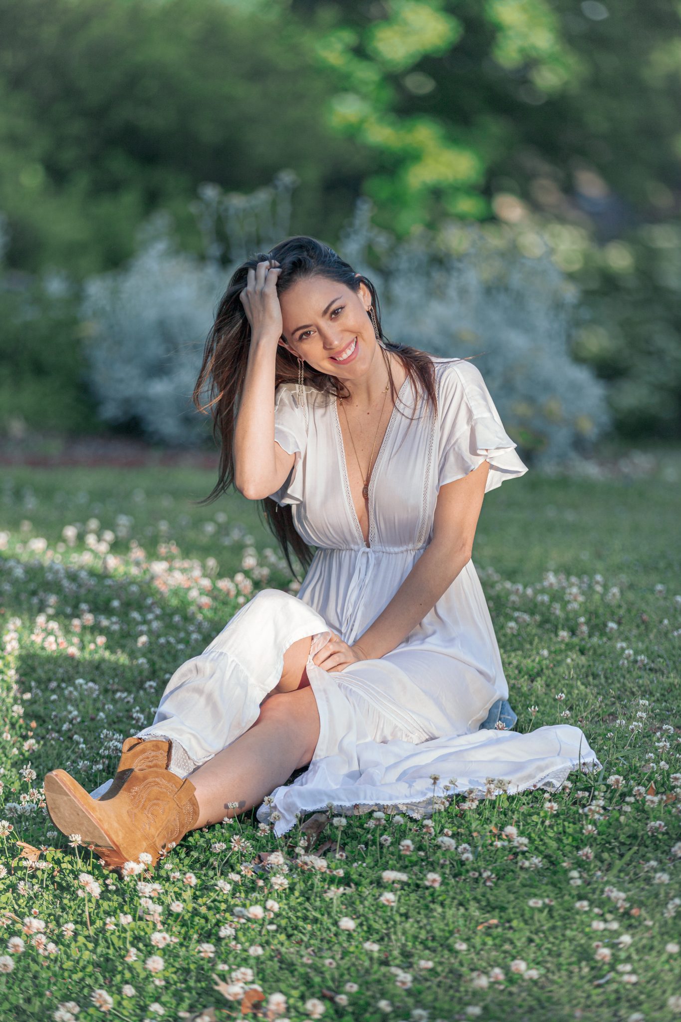 farmhouse dress, white boho maxi, getting dressed up, western boho, western booties, spring outfit ideas, shabby chic marlow dress, bash colt boots