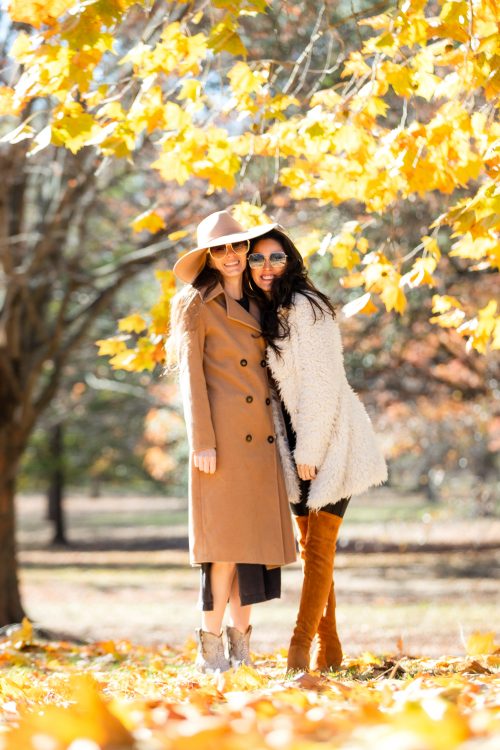 over the knee boots, otk boots, fall style, wearing a skirt in the fall, skirt in winter, turtleneck sweater, faux fur jacket, faux fur coat, fall family photos